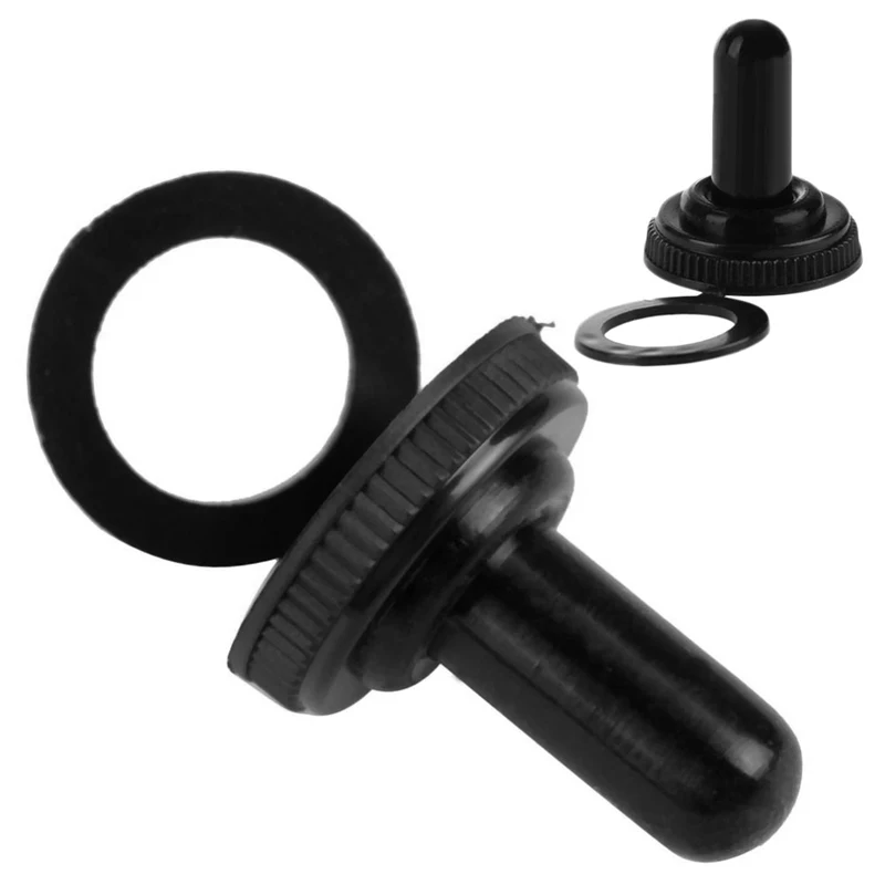 uxcell 10 Pcs M12mmX1 Thread Waterproof Toggle Switch Boot Rubber Cover Cap Protector Black