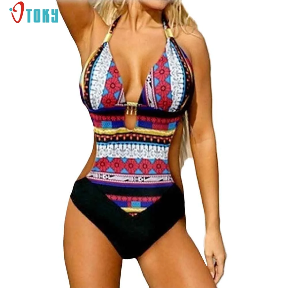 Women Newest Bra Printed Bohemia One Piece Swimwear Brand Swimsuit Jun4