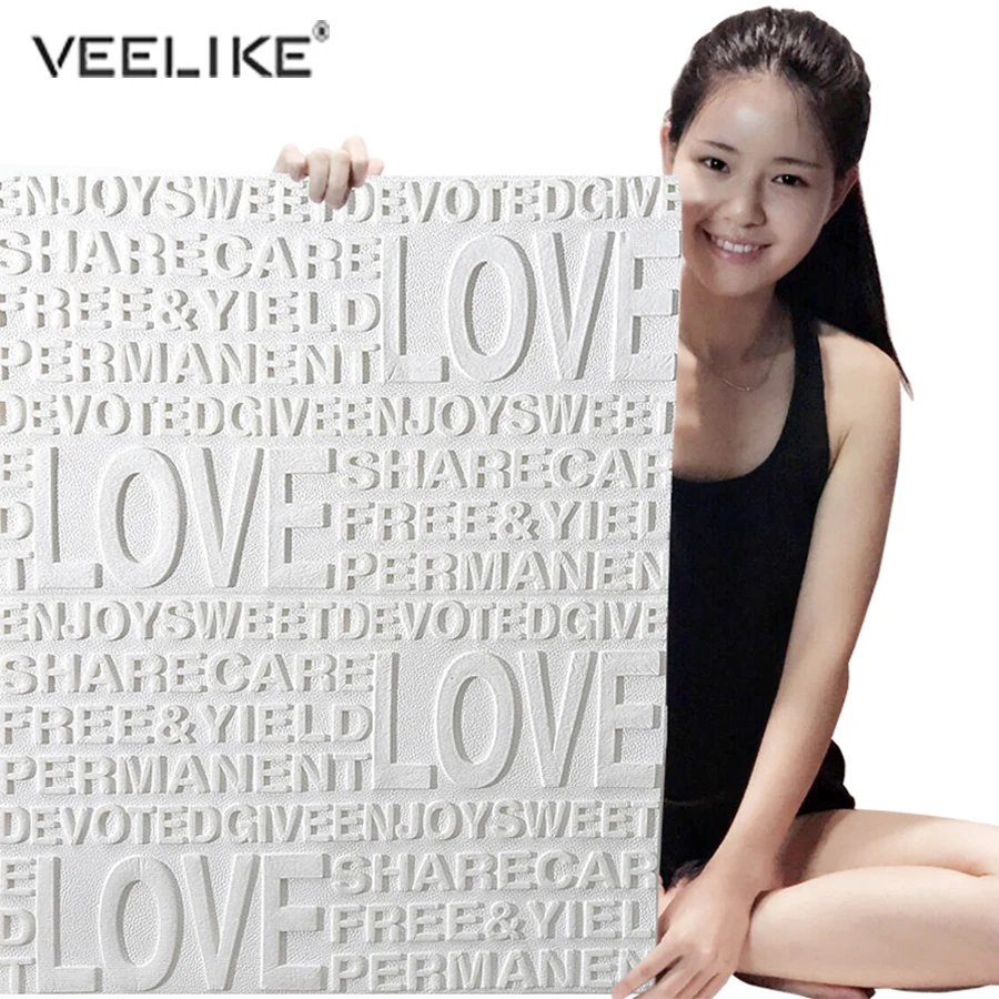 

70cmX58cm 3D Wall Stickers Creative English Letter Living Room TV Background Kids Bedroom Waterproof Self Adhesive 3D Wallpaper