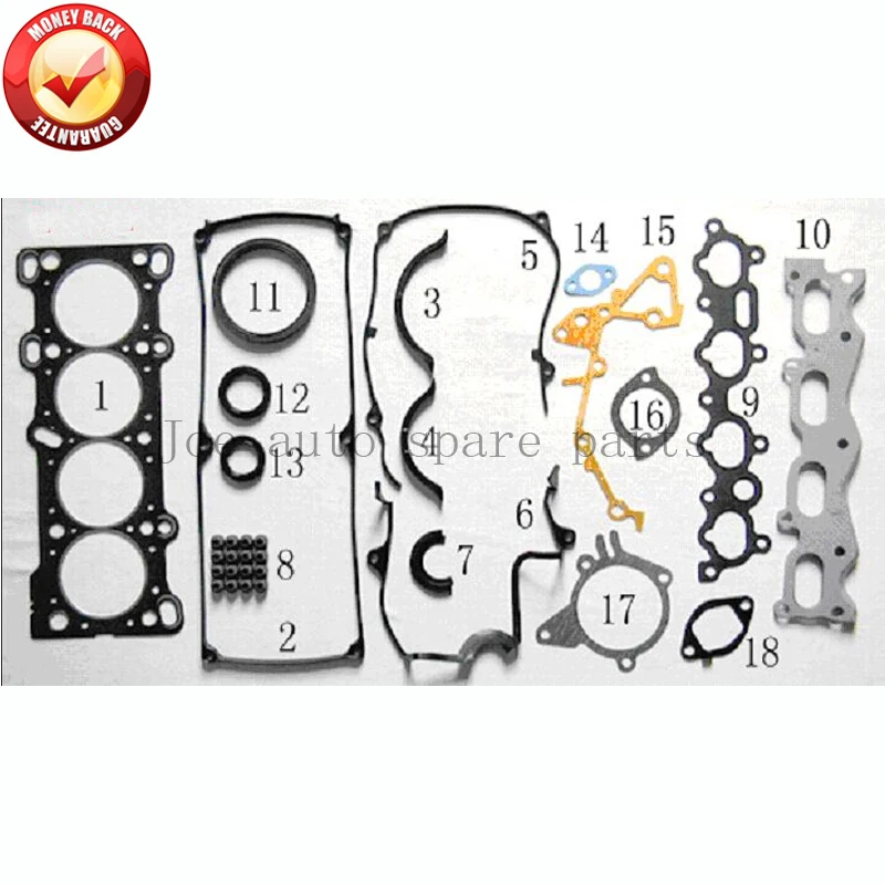 Комплект прокладок для двигателя B6 Mazda 30X/323/1989/1997/1598cc/50138100/0K25A-10-270/0K23A-10-270R |