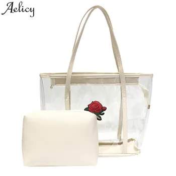 

Aelicy girls Handbag @ Transparent Jelly lady Shoulder bags Summer Rose Tote Bags for women bolsa feminina dropshipping 2020 new