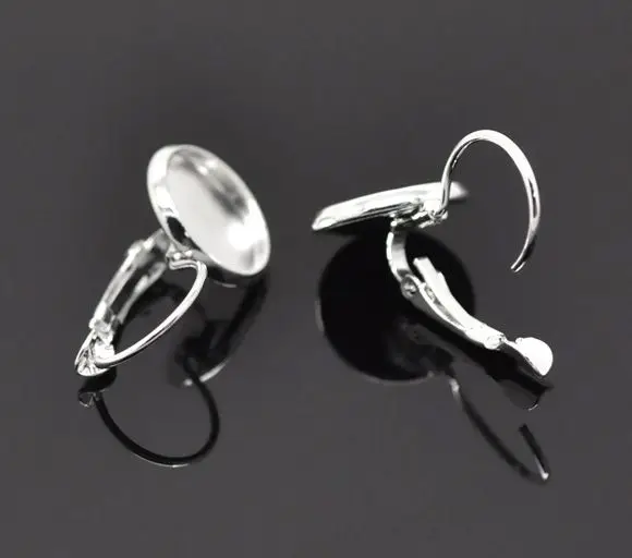 Doreenbeads розница серебряный цвет камея настройки клипсы для сережек 27x14 мм