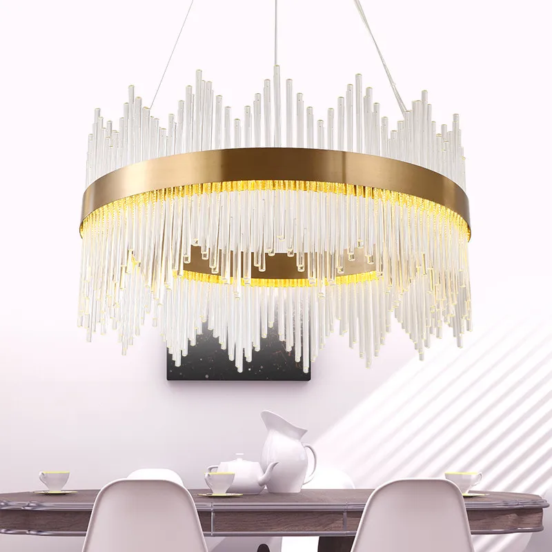 Роскошный D55/65/85 см 45/55/75 Вт LED теплый белый круглый железный стеклянный подвесной