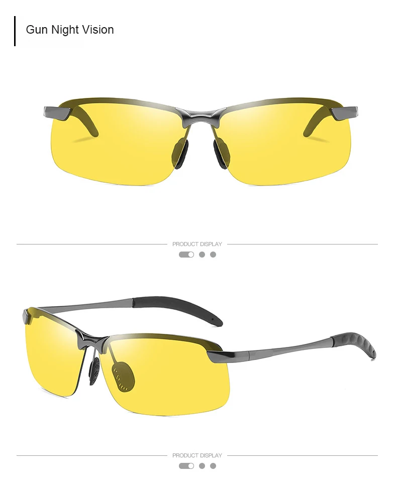 Фотохромные спортивные солнцезащитные очки из алюминиево-магниевого сплава, мужские защитные очки для вождения, дня, ночного видения, прямоугольные солнцезащитные очки-хамелеоны для улицы