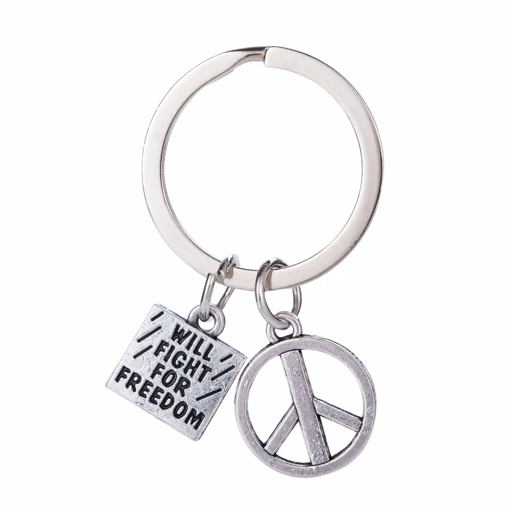 

Teamer Peace Dangle Keychain Silver Message Will Fight for Freedom Cute Mini Airplane Charm Keyring DIY Jewelry Best Gift