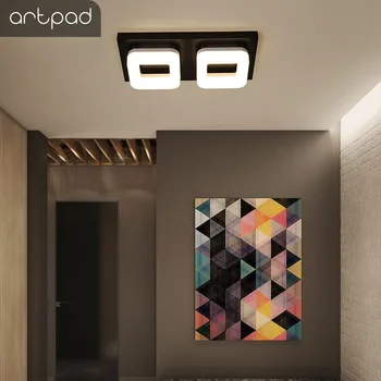 

Artpad Modern Simplicity Black Rectangle Bathroom Ceiling Light With Two Led Creative Cloakroom Corridor Balcony Decor Lighting