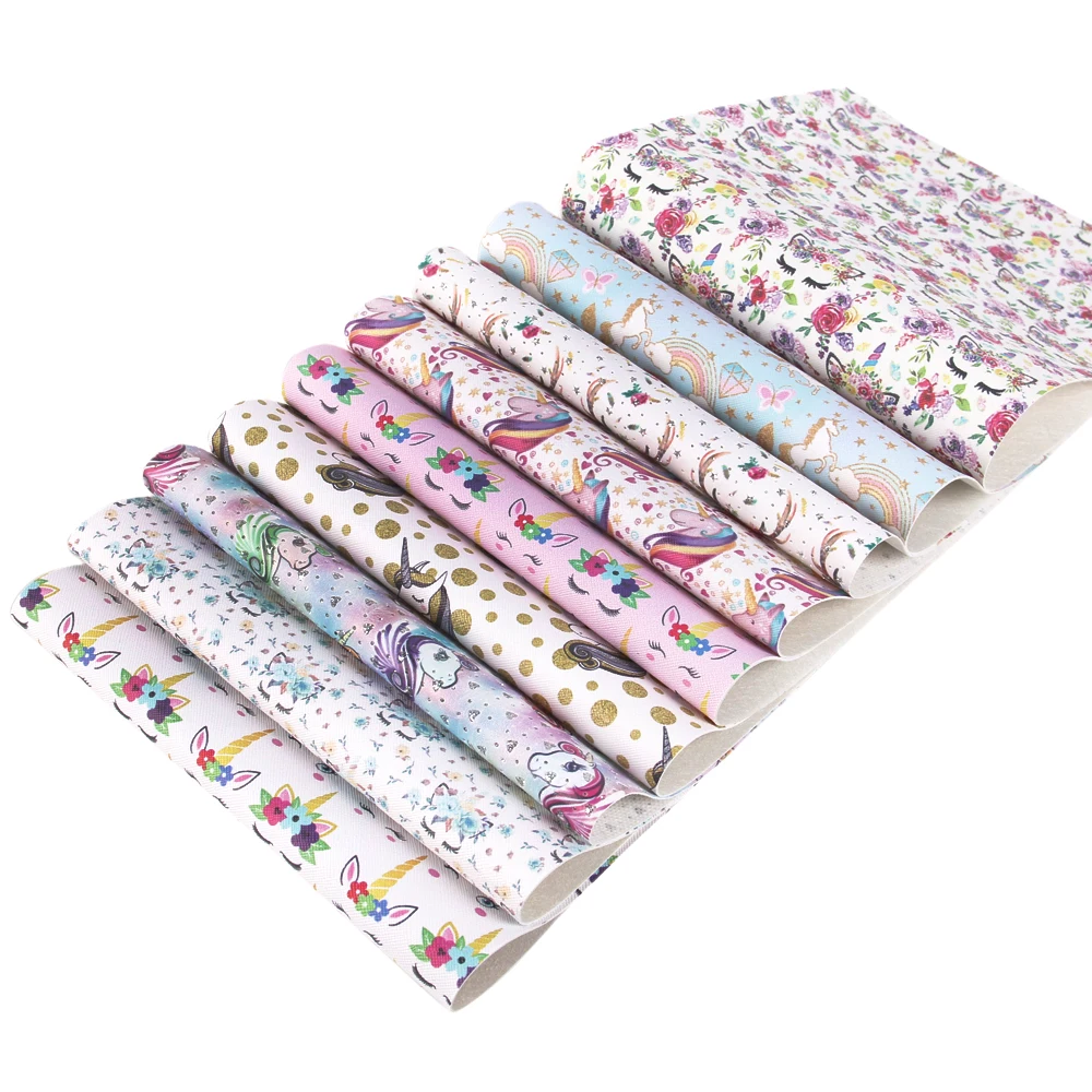 

david angie 9pcs/set 20*34cm Horse Printed Synthetic Leather Set Bows Bag DIY Handmade Garment Crafts,1Yc5435
