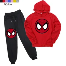 Детская одежда с принтом супергероя, Человека-паука, комплект из 2 предметов, пуловер для мальчиков и девочек, куртка, пальто, штаны-шаровары, детская верхняя одежда, спортивный костюм