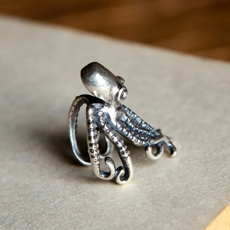 

UMGODLY Deep Sea Octopus Ear Clip Personality 925 Sterling Silver Earrings Non Perforated Retro Women Hyperbole Jewelry