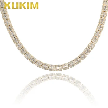 

CH108 Xukim Jewelry Gold Square Chain Hip Hop Tennic Chain Necklace