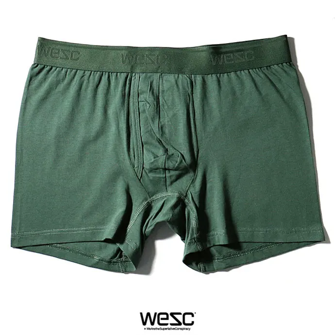 WESC мужской хлопок спандекс нижнее белье боксеры с Fly - Цвет: Green