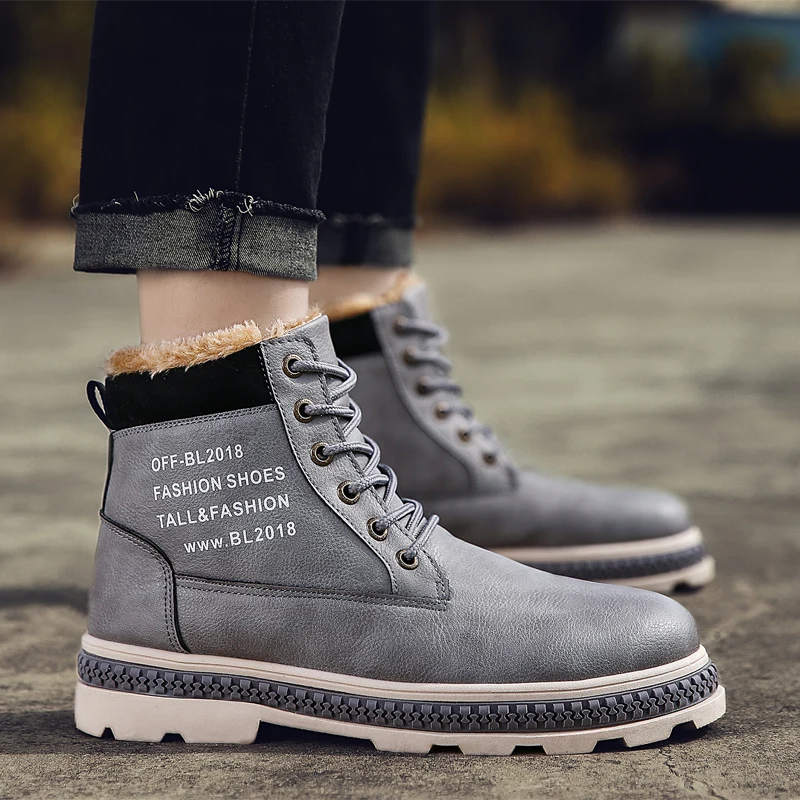 

Hot Warm High Top Fashion Men Tooling Shoe Cowboy Martin Shoes Men Cotton Fabric Plush Shoes Men Shoes Winter Snow Sneakers