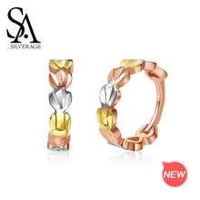 Женские золотые серьги кольца в форме сердца 18 К