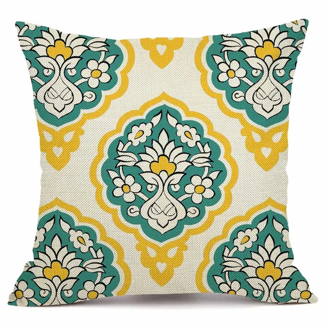 XUNYU Decorative Cushion Cover Linen Throw Pillow Cover Geometric Print Pillow Case Home Office Sofa Decor 45x45cm 3