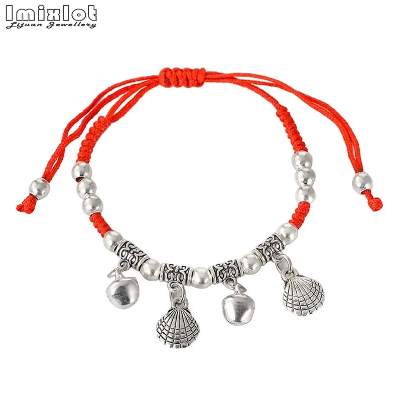 Boho Weave Bell женские браслеты для щиколотки ракушка подвеска в форме листа Веревка Цепи Браслеты на ногу Пляж Лето бижутерия для ног