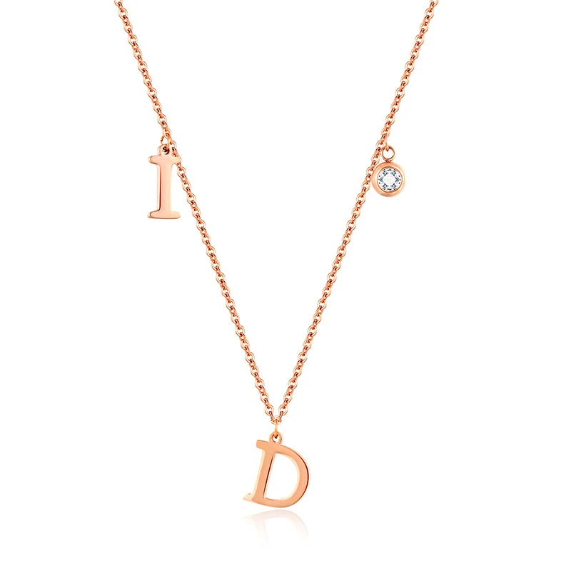 

Fashionable Letter Necklace Temperament Stainless Steel Plated 18 k Rose Gold Color Necklace Letter D Short Clavicle Chain