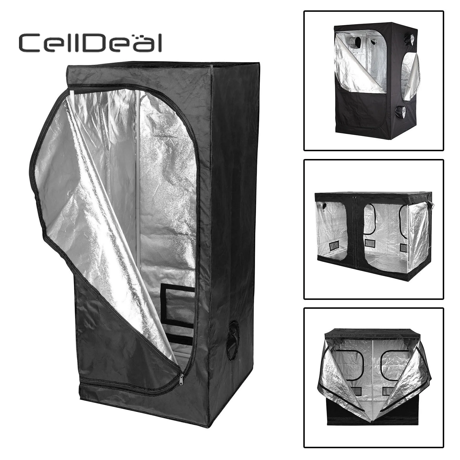 CellDeal Premium Grow Tent Silver Mylar Indoor Bud Box Hydroponics Dark Room Sizes Grow Tent Oxford Cloth Grow Tent Hydroponic