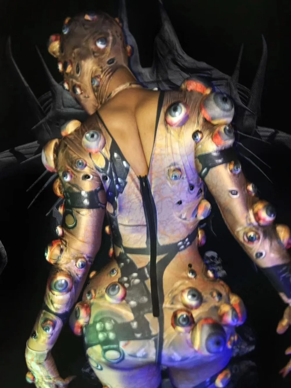 Halloween Adult Men Women Scary Costume Nightclub Party Horror Performance Clothing Novelty Printing Skinny Jumpsuit Role Outfit