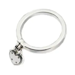 Аутентичные 925 пробы Серебряные кольца замок любви сердце кольцо для Для женщин свадебный подарок ювелирных изделий
