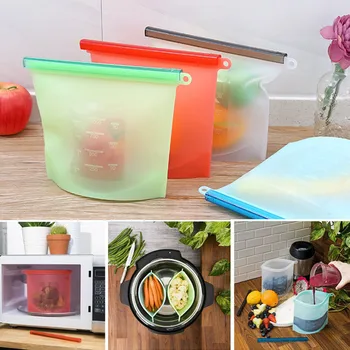 

Silicone Food Storage Bags Reusable Fresh Bag Vacuum Sealer for Fruit Meat Milk DC112