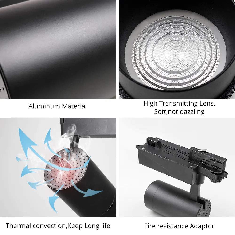  Zoomable 12W 20W 30W LED Track Light 2 3 4 Wire 3 Phase Dimmable Rail Spot Lighting Fixtures Spotli - 33019019528