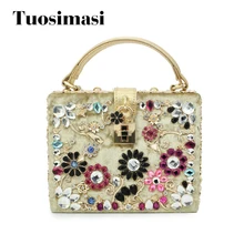 Золото бархат кристалл алмаза Цветы Роскошные Сумочка вечерняя сумочка партия сцепления кошелек сумка(C001