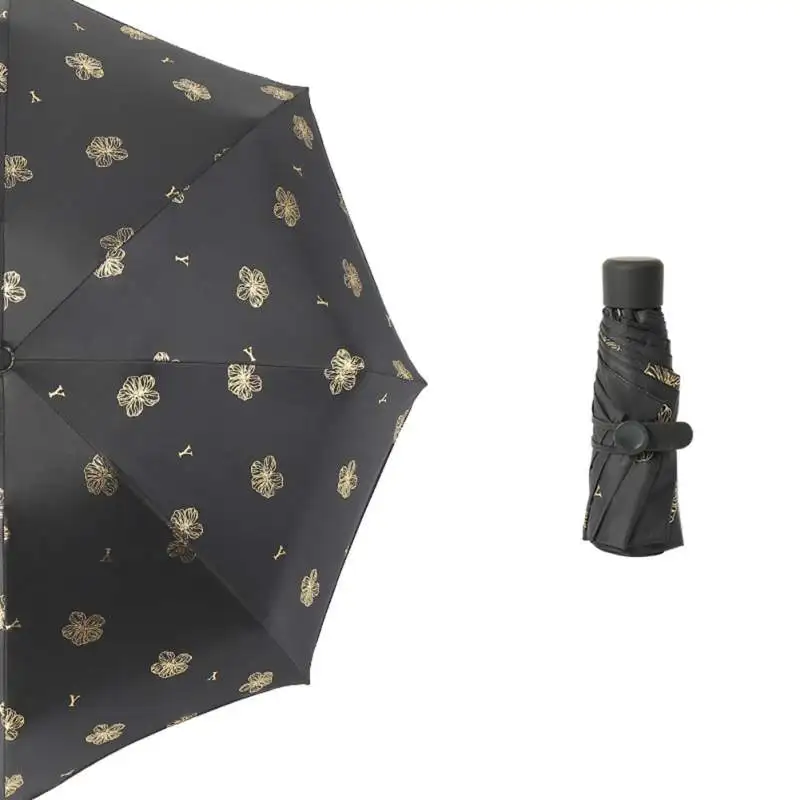 50 раз маленькая свежая леди кошка прекрасный корейский выпуск карманный зонтик складной зонтик для защиты от солнца и дождя - Цвет: Five fold hibiscus