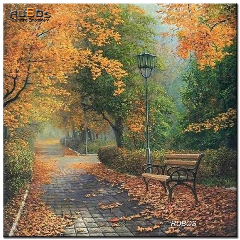 RUBOS Autumn in Park DIY 5D diamond painting diamond embroidery mosaic Sale picture of rhinestone mazayka Embroider Bead gift (1)