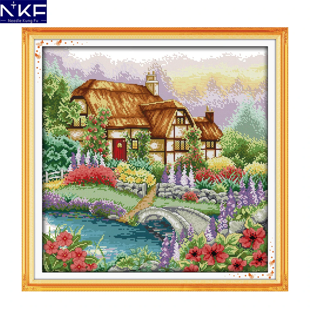 NKF Cabin with The Fragrance of Flowers Pattern Handmade Craft Needlework Cross Stitch Set Embroidery Kit Stitching Home Decor | Дом и сад