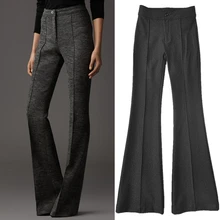Зимние женские элегантные шерстяные брюки облегающие сапоги с высокой талией эластичные твидовые плотные широкие брюки XS-2XL
