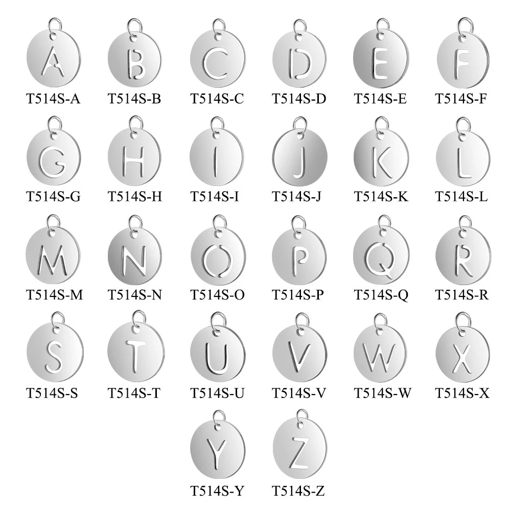 26pcs Lot Stainless Steel Cut Out Round Alphabet Charms Diy Initials With Jump Ring From A Z Pendant Jewelry Accessories Charms Aliexpress
