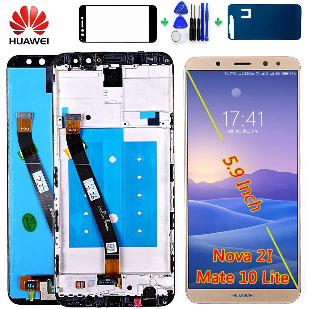 Huawei ЖК-экран для huawei mate 10 Lite 5,9 дюймов Nova 2i сенсорный дигитайзер сборка RNE-L01 ЖК-дисплей рамка с бесплатными инструментами