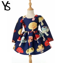 2-6T Little Baby Girls Dress Dress For Bebe Girls Toddler Kids Children Long Sleeve Tutu Corduroy Vestido Mushroom Print