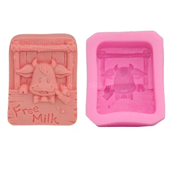 

Animal Free Milk cattle cow Silicone Fondant Soap 3D Cake Mold Cupcake Candy Chocolate Decoration Baking Tool Moulds FQ1667