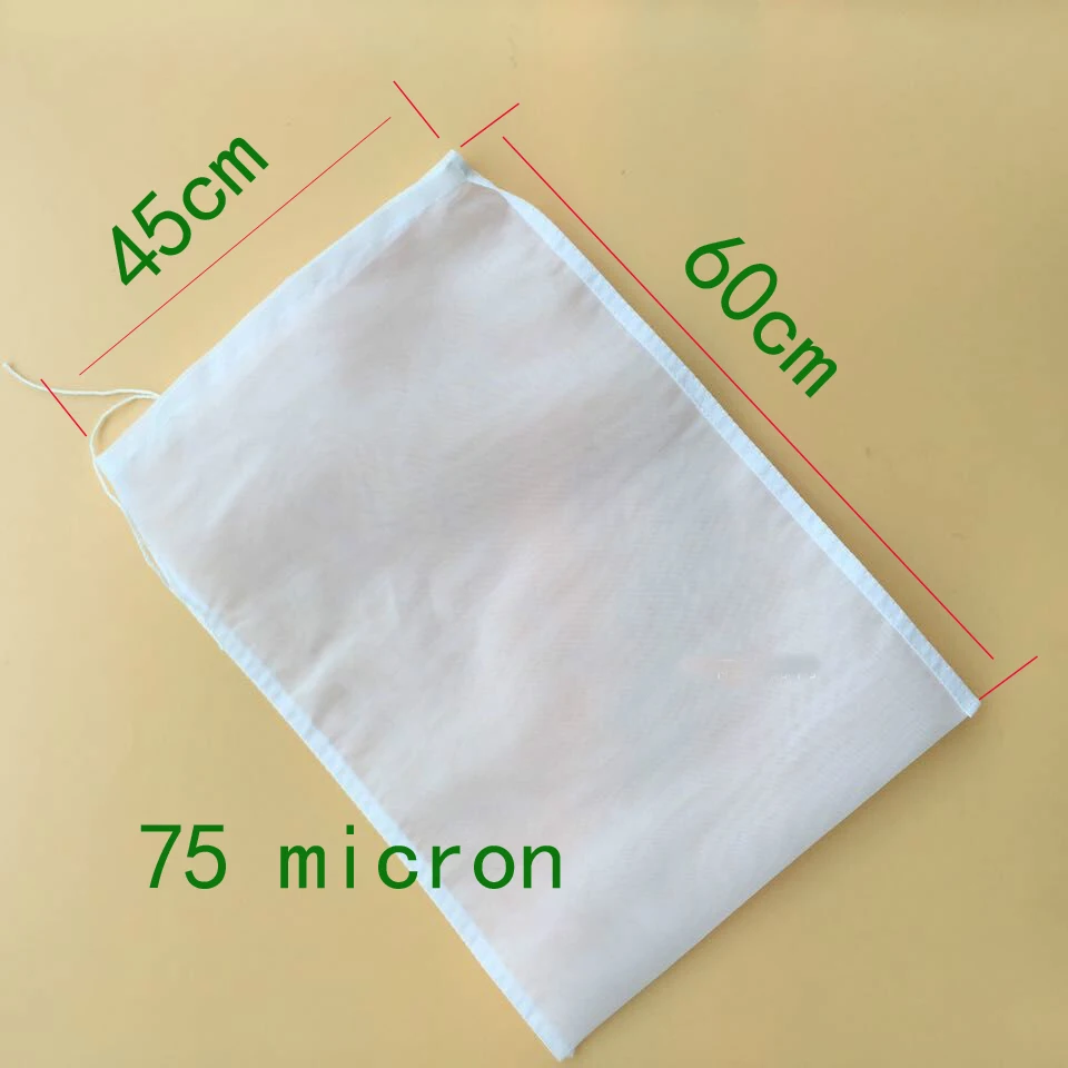 

45X60cm High Quality Strong 200mesh 75micron Large Homebrew Filter Bag With Drawstring For Extract Malt Home Brew Customized