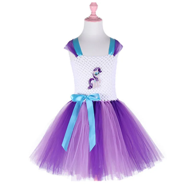 Платье для девочек «Мой маленький пони»; вечерние платья принцессы с героями мультфильмов; карнавальный костюм на Хэллоуин; детская одежда; комплект из 3 предметов - Цвет: purple