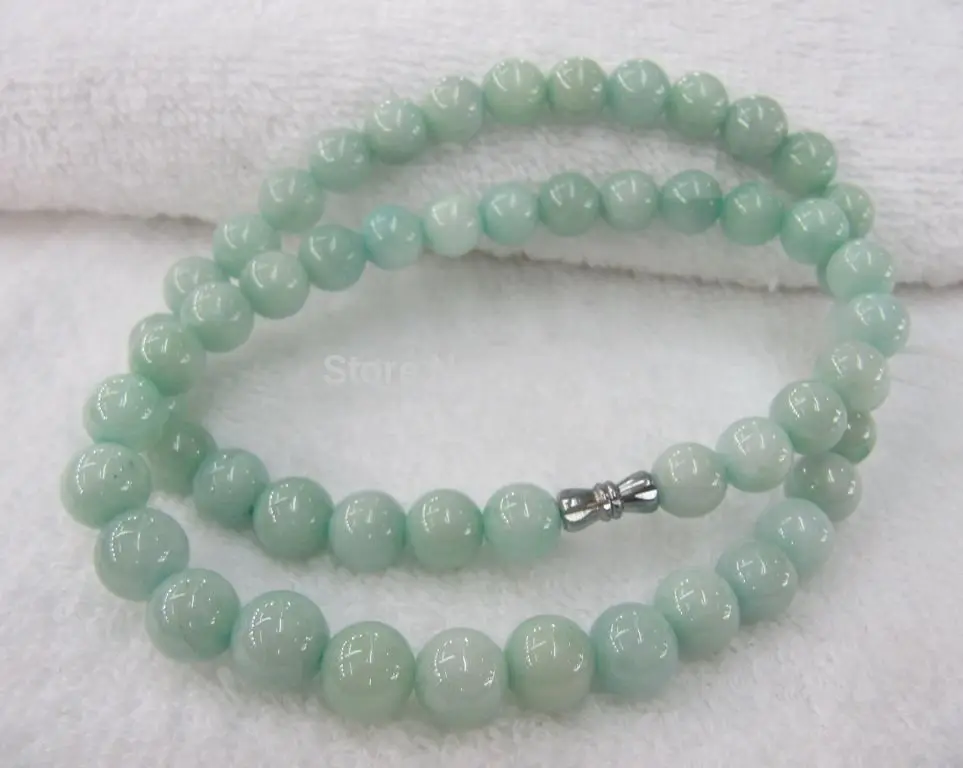 

xiuli 0014397 100% Natural A Grade Green Jade /Jadeite Smooth Bead Necklace