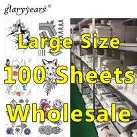 100 Pieces Wholesale Flower Arm Body Tattoo Sticker Classic Fish Dragon Totem Design Temporary Tattoo Sticker Women Men Body Art