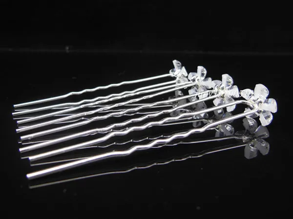 100 Pcs Lot White Floret Little Crystal Wedding Prom Bridal U Hair Sticks Fashion Hair Jewelry New  Woman Hair Clips