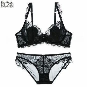 

Bra new sexy lace ultra thin breathable women underwear set BCD cup push up bra and panty plus size lingerie bra brief sets