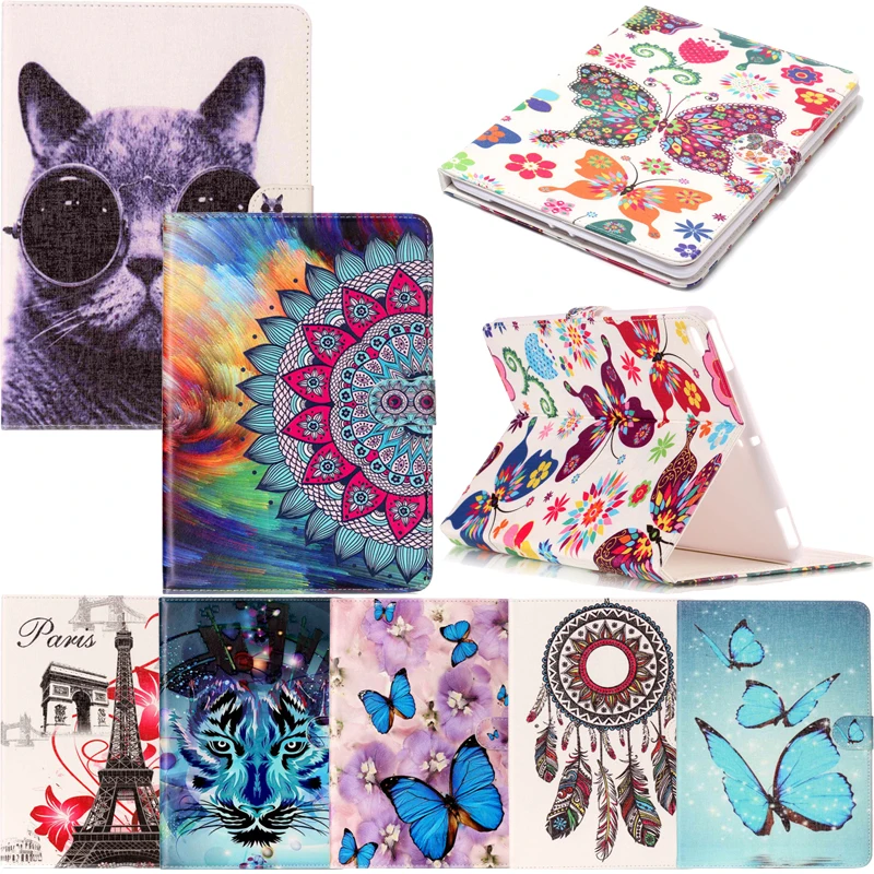

Tablet iPad8 Funda For iPad 9.7 2017 2018 Fashion Cartoon Leather Wallet Magnet Flip Case Cover Coque Silicone Shell Stand A1822