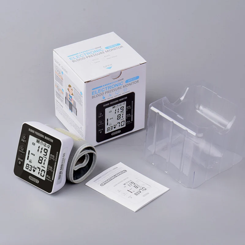 Wrist Blood Pressure Heart Monitor Tensiometer BP Pulse Rate Meter Tonometer LCD Digital Household Automatic Sphygmomanometer-4
