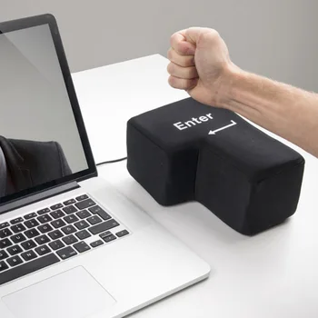 

New Design Black Super Big USB Enter Key with Soft Sponge Office Working Stress Relief Keyboard Desktop Hand Pillows Accessories