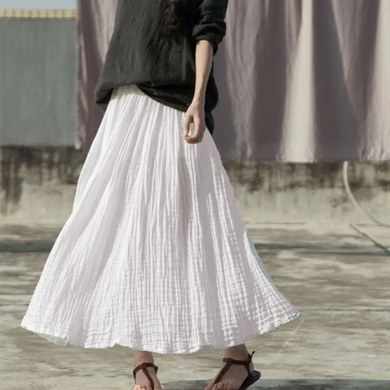Women's Long White Cotton Maxi Skirt