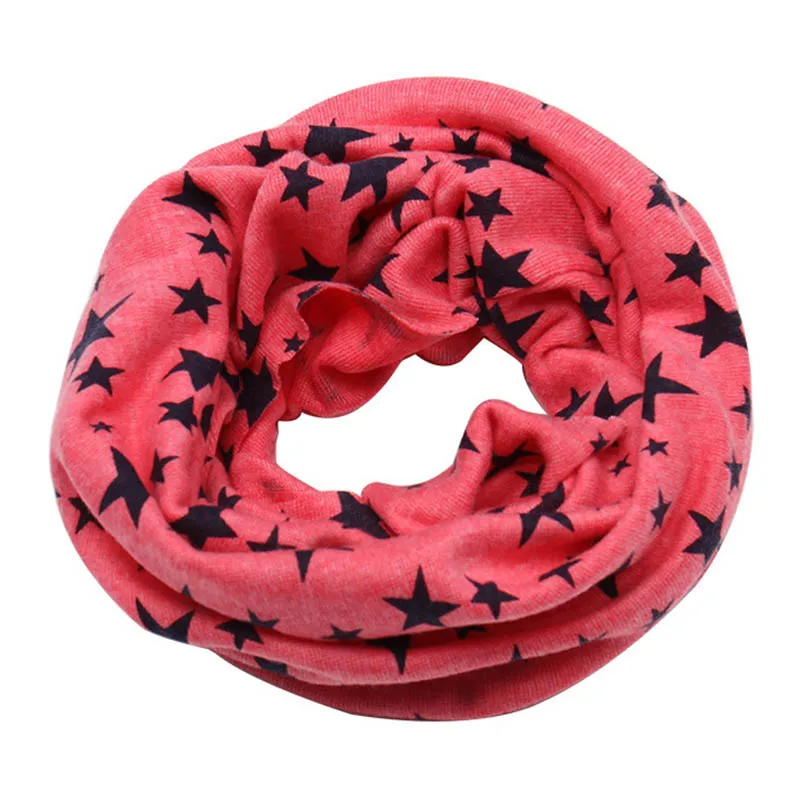 Лидер продаж; Детский шарф; шарфы; теплые петли; шейный платок со звездами; модные удобные для зимы; MSK66 - Цвет: Розово-красный