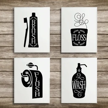 

Bathroom Canvas Wall Decor Wall Art Paintings Black and White DIY Photo Framed Prints Posters Pictures Frame Home Decoration
