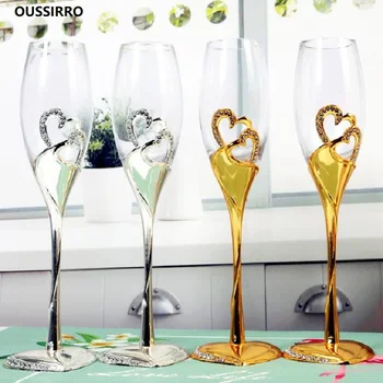 

2 PCS /Set Crystal Wedding Toasting Champagne Flutes Glasses Drink Cup Party Marriage Wine Decoration Cups For Parties Gift Box