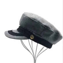 Новая шерстяная военная шапка, зимняя вязаная шапка, шляпы с плоским верхом для женщин, черный, серый, мужской, женский, Casquette Militaire Gorra Plana 55-58 см