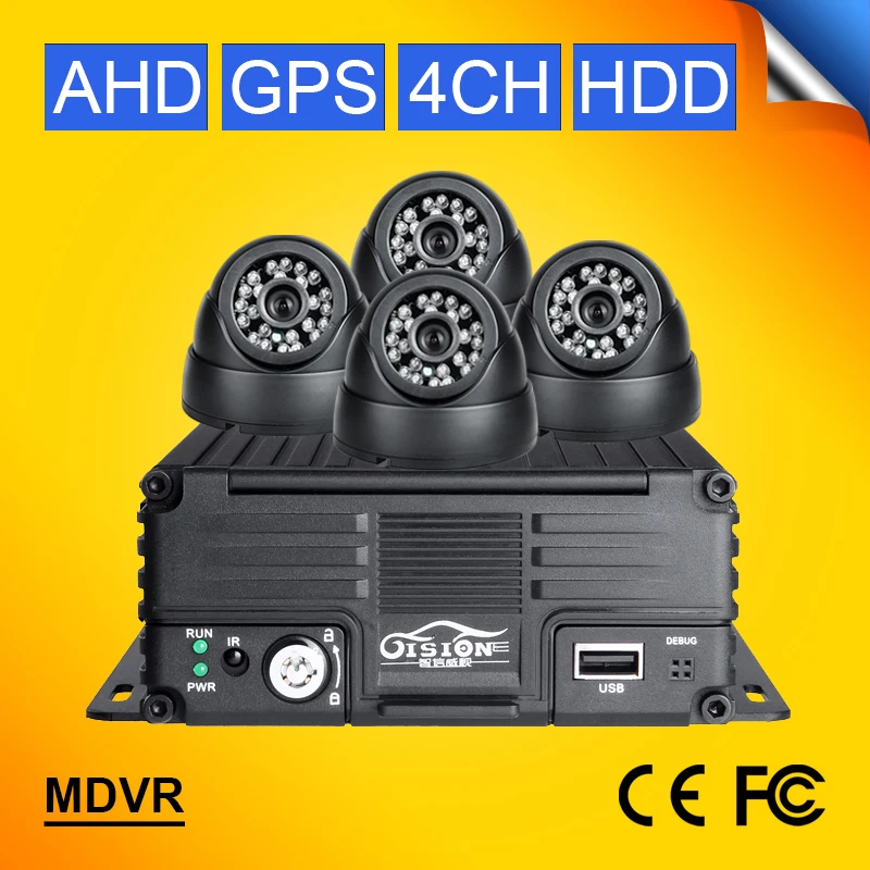 

GPS HDD Hard Disk H.264 4CH 720P AHD Mobile Video Dvr Recorder Kits 4Pcs Indoor Night Vision Bus Taxi Camera Car Dvr G-sensor