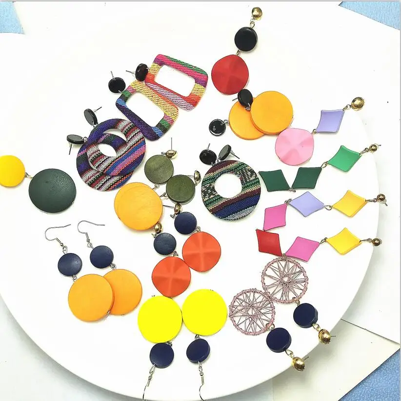 

New Big Dangle Drop Earrings 2019 30 styles Korean Round Earrings Long Statement Geometric Earrings For Women